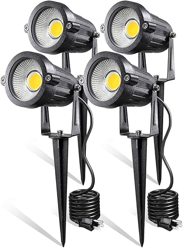 Miniatura 6 de Z Luces LED para paisaje, 5 W, para exteriores, jardín, patio, reflector impermeable IP65, foco exterior con estaca, cable UL de 5 pies con enchufe