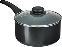 GoodCook Panela de molho diária com tampa de cerâmica antiaderente para aquecimento uniforme, não tóxica, livre de PTFE e PFOA, 3 litros, preta