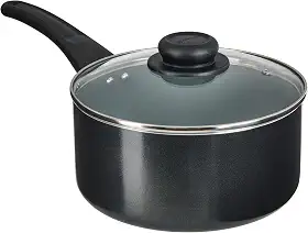 GoodCook Panela de molho diária com tampa de cerâmica antiaderente para aquecimento uniforme, não tóxica, livre de PTFE e PFOA, 3 litros, preta