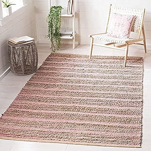 SAFAVIEH Cape Cod Collection - Alfombra de área de 5 x 8 pies, rosa claro, yute de tejido plano hecho a mano, ideal para zonas de alto tráfico en disponible en Yaxa Colombia