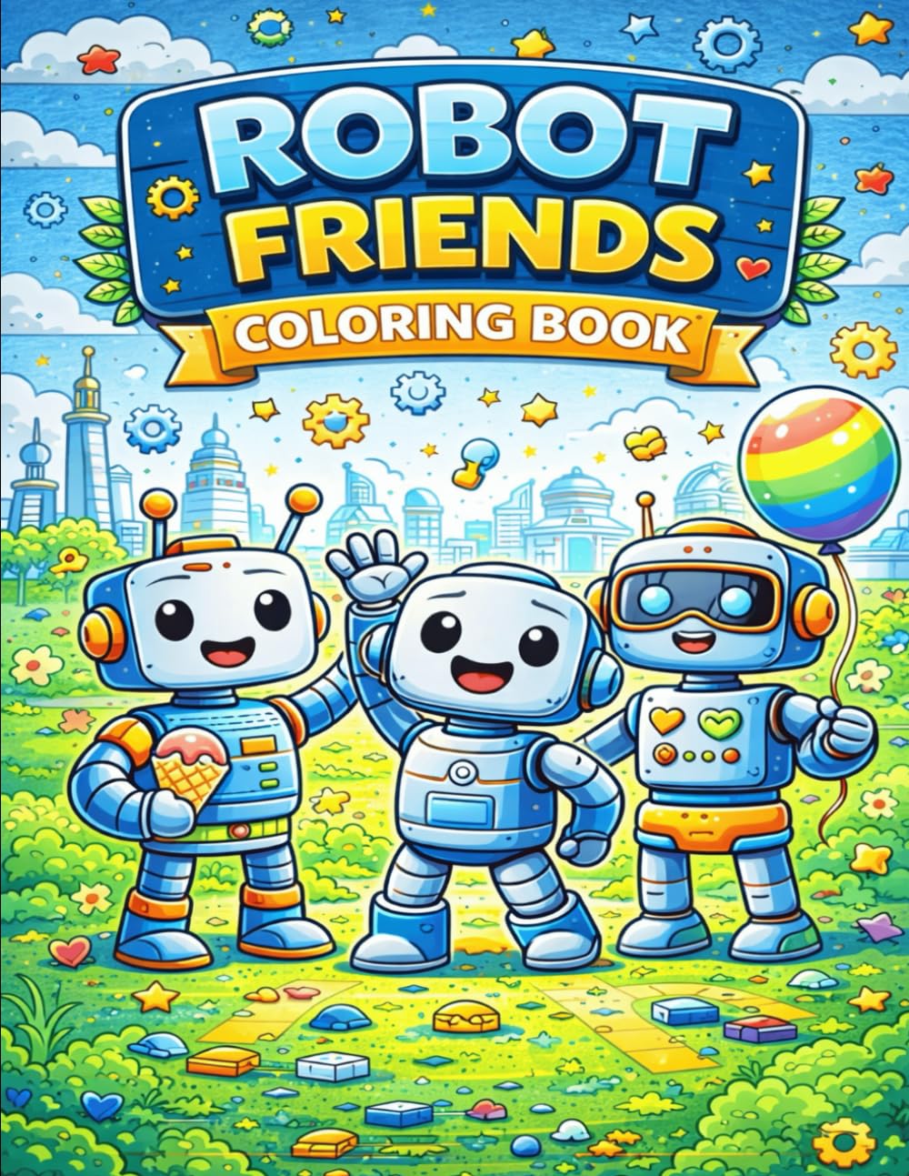 Robot Friends Coloring Book: Fun and Cute Robots Coloring Book for Kids Ages 4-8 | Easy Robot Coloring Pages for Boys and Girls