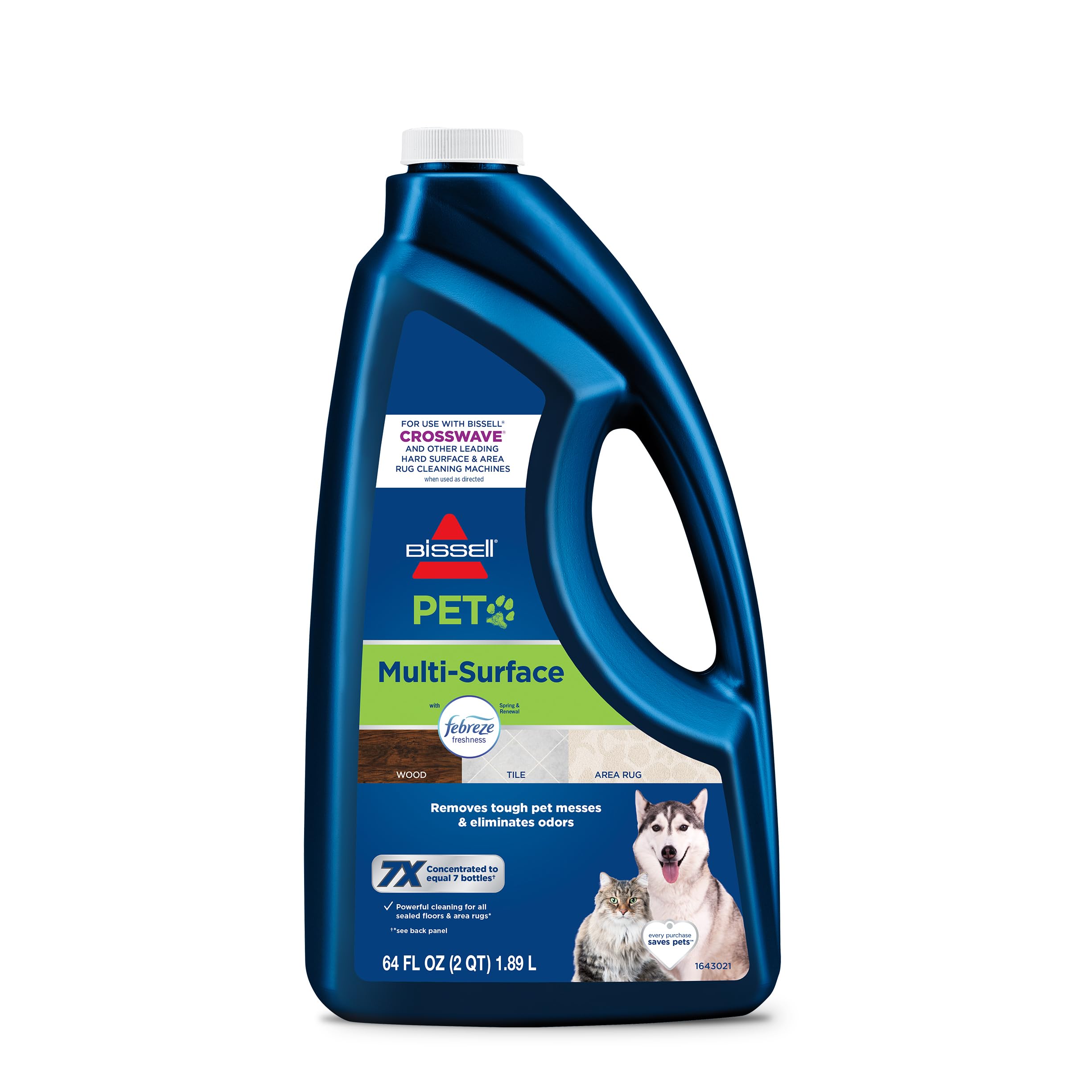 Bissell Multi-Surface Pet Formula with Febreze Freshness, 22951, 64 Fl Oz, Use on Sealed Hard Floors, and Area Rugs, Removes Tough Messes, Febreze