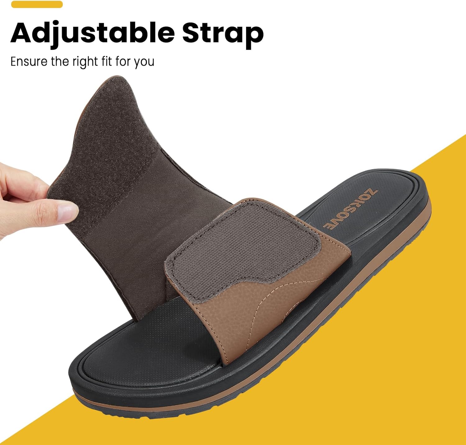 Slides for Men - Adjustable Slide Sandals Slip On- Open Toe Memory Foam Beach Sandals - Comfortable Summer Footwear for indoor/outdoor - Black 7 - Image 4