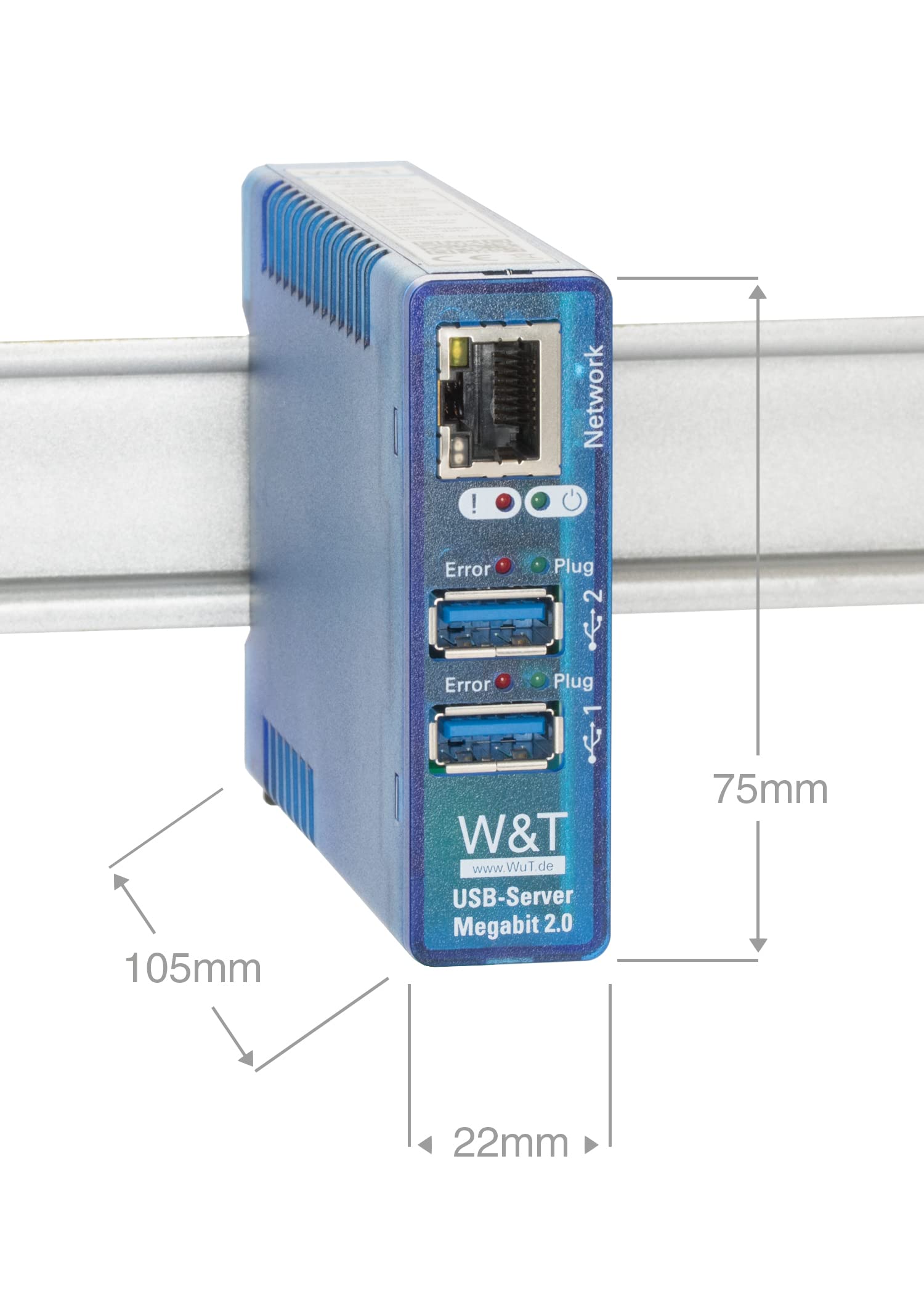 W&T USB Server Megabit Dongle Device Server Hutschiene USB over Ethernet Adapter Netzteil Industrie