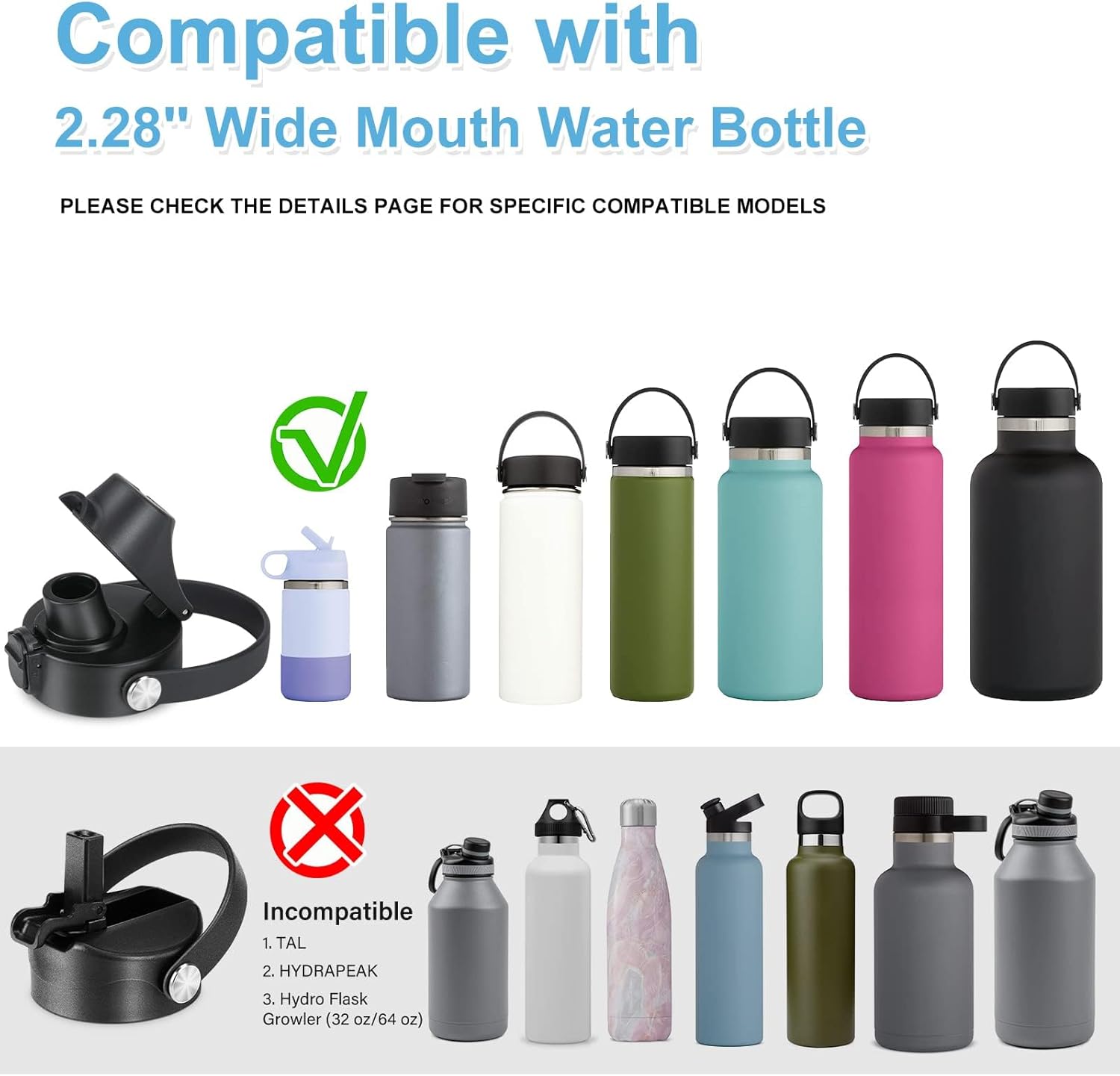 Auto Flip Lid for Hydro Flask Wide Mouth, Great Spout Lid for Simple Modern, Fits for Iron Flask and Other Brands, Replacement Lid with Button Lock - Image 5