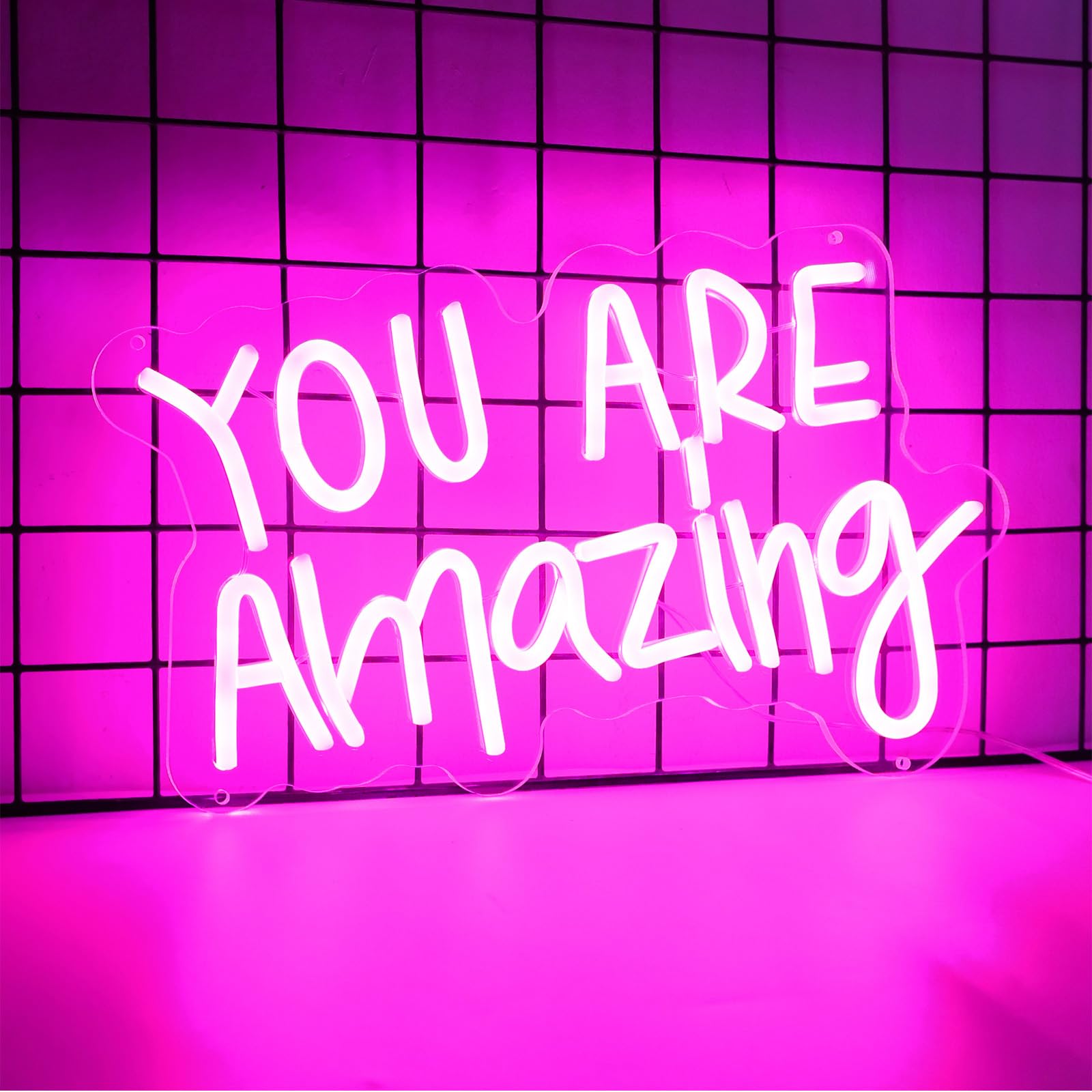 ENUOLI You Are Amazing Neon Signs - Luci al neon artistiche per decorazione da parete, luce LED rosa dimmerabile per camera da letto, bar, matrimoni, feste di compleanno, regali di Natale