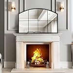 WAMIRRO Grande fenêtre miroir noir,Farmhouse Arched Wall Mirrors,Grid miroirs pour cheminée/entrée/allée/salle de séjour,28.X42. (miroir large noir)