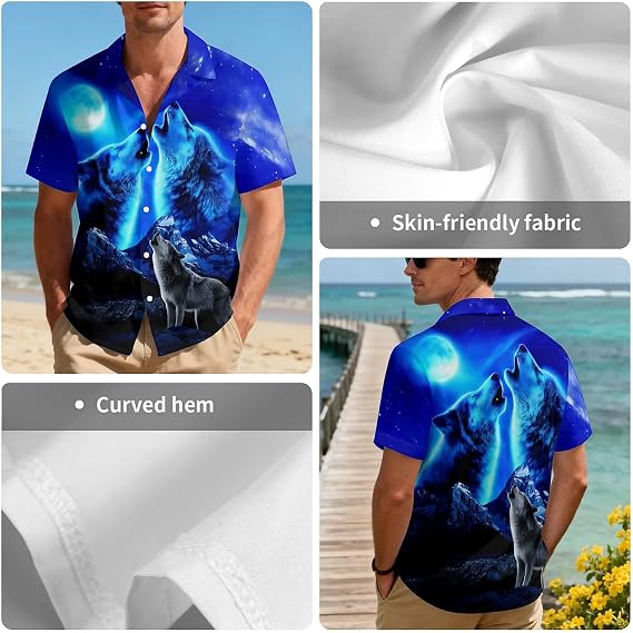 Hawaiian Shirts for Men Short Sleeve Aloha Beach Shirt Summer Casual Button Down Shirts
