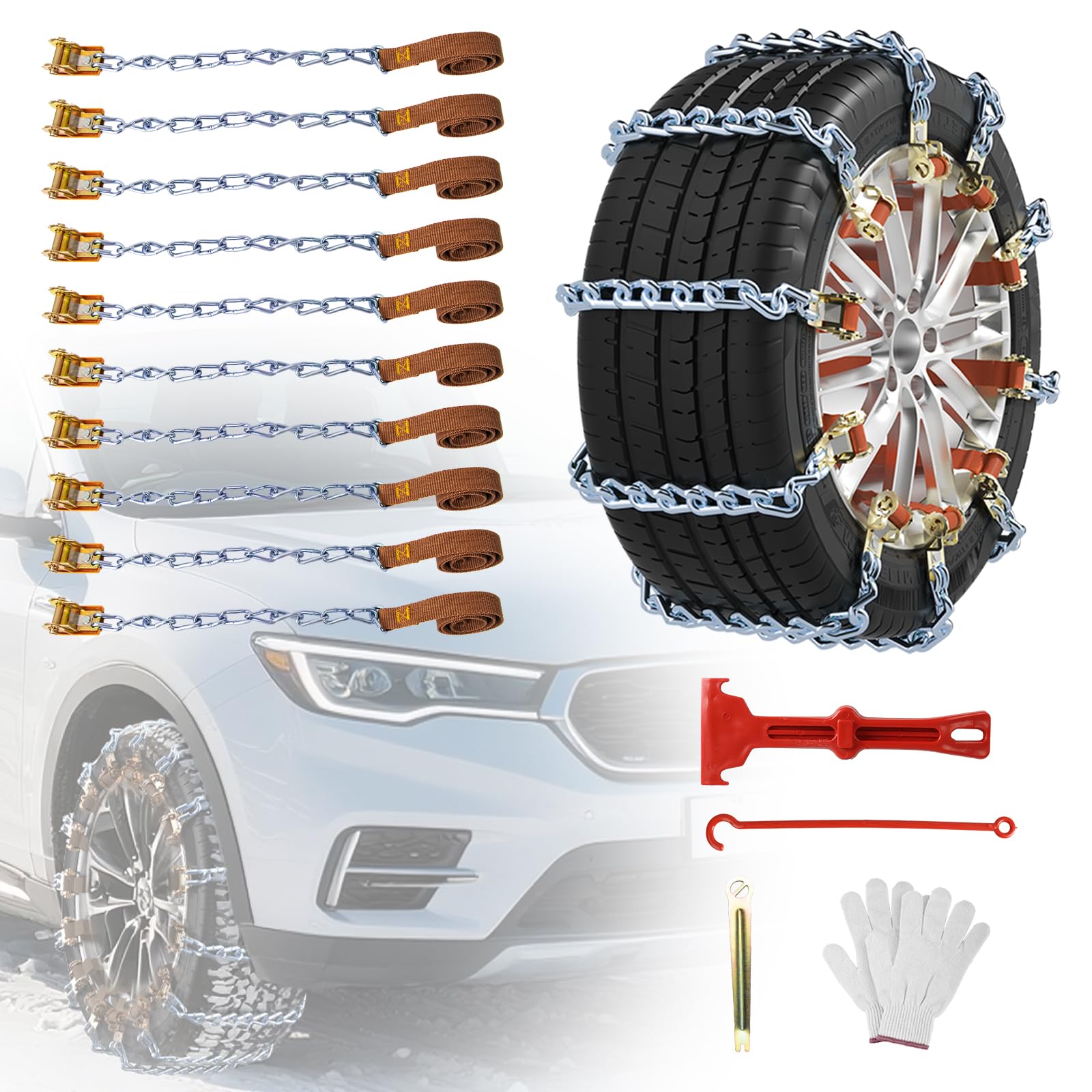 Ninonly Catene da Neve Universali Auto Camion SUV 165-265 mm 10 Pezzi