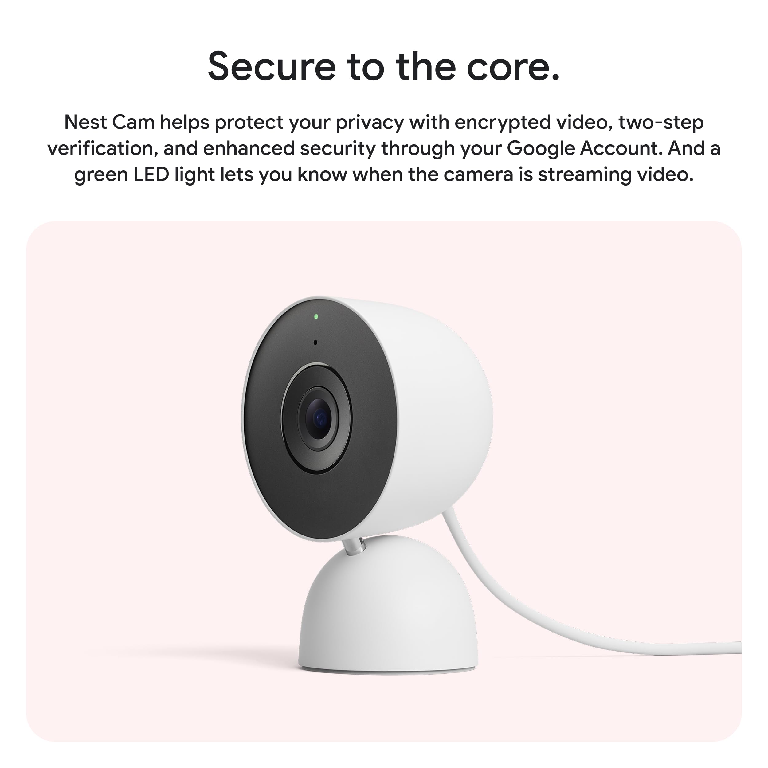 Google Nest Cam Indoor (Wired, 3rd Gen) - Security Camera with 2K Video and Gemini, Night Vision, 2-Way Audio, Works with Google Home - 2025 Model - Snow
