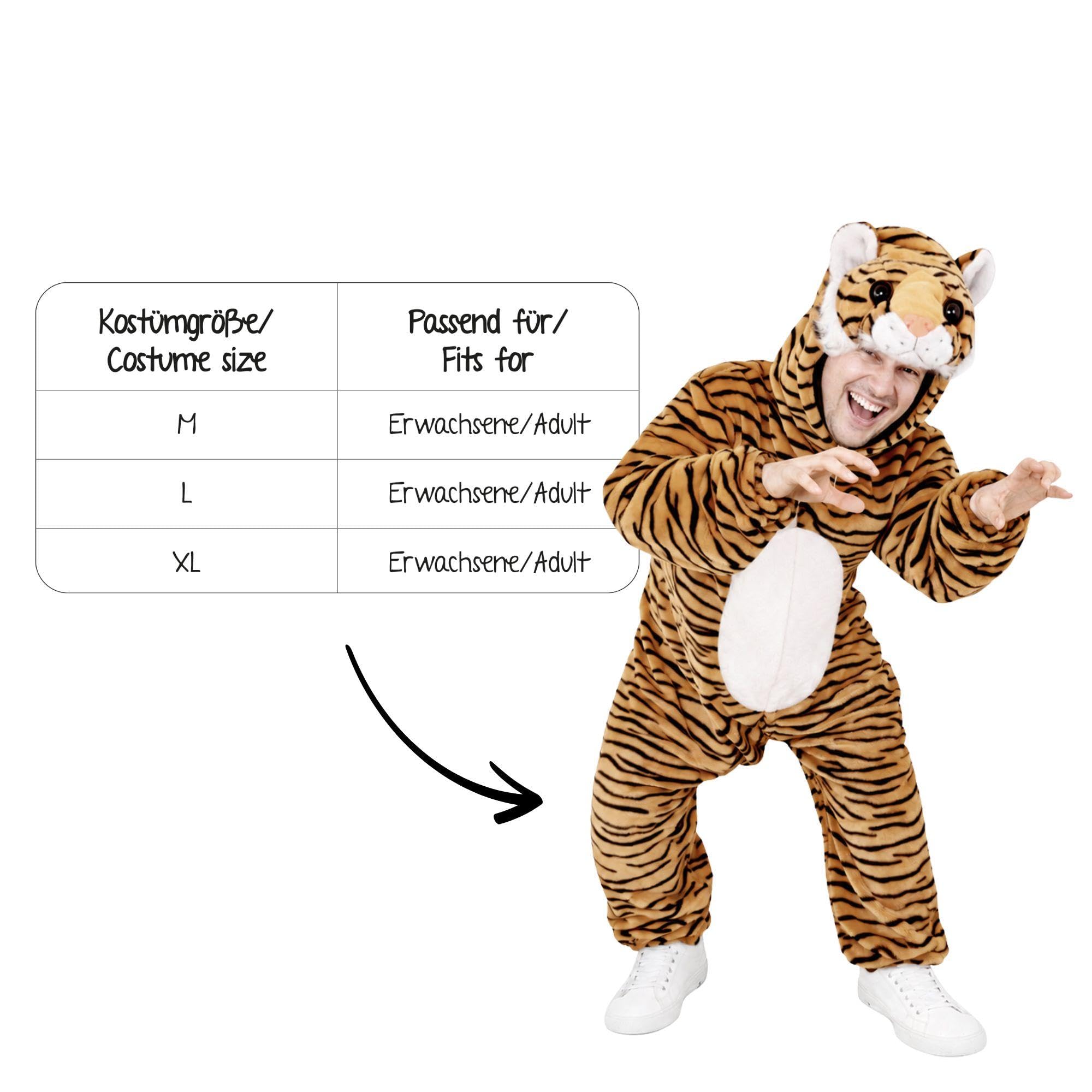 Ikumaal Tiger-Kostüm, F14 XL, für Erwachsen-e Männer Frau-en, Wild-Katze Kostüm-e Fasching Karneval Fasnacht Faschingskostüm-e Karnevalskostüm-e