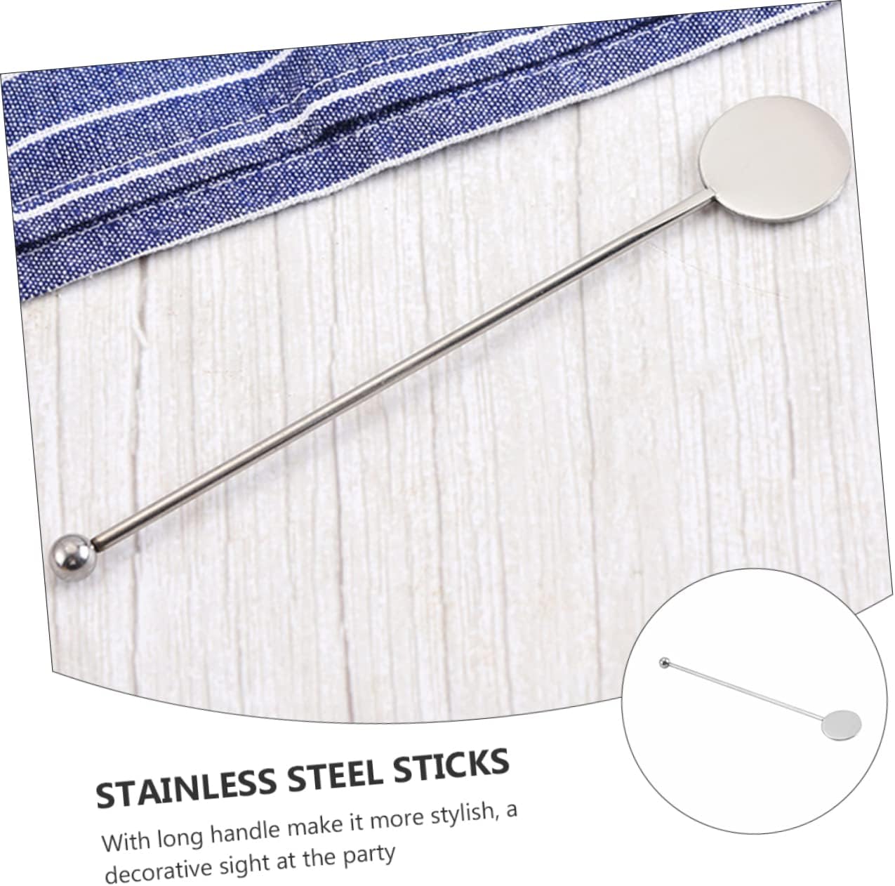 Unomor 15pcs Stainless Steel Handle Stirring Multi-use Swizzle Sticks for Cocktails and Drinks Elegant Kitchen Decor and