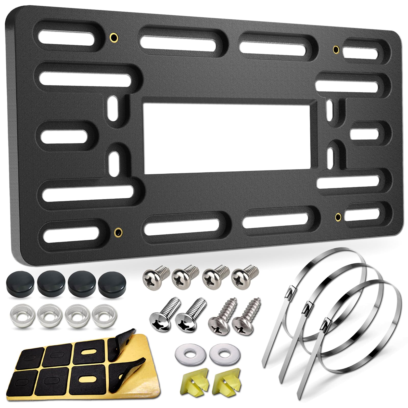 Photo 1 of BGGTMO License Plate Bracket Holder- Front License Plate Mounting Kit, Universal Bumper Car Tag Frame Mount Adapter with Stainless Steel Screw Cap, Cable Ties