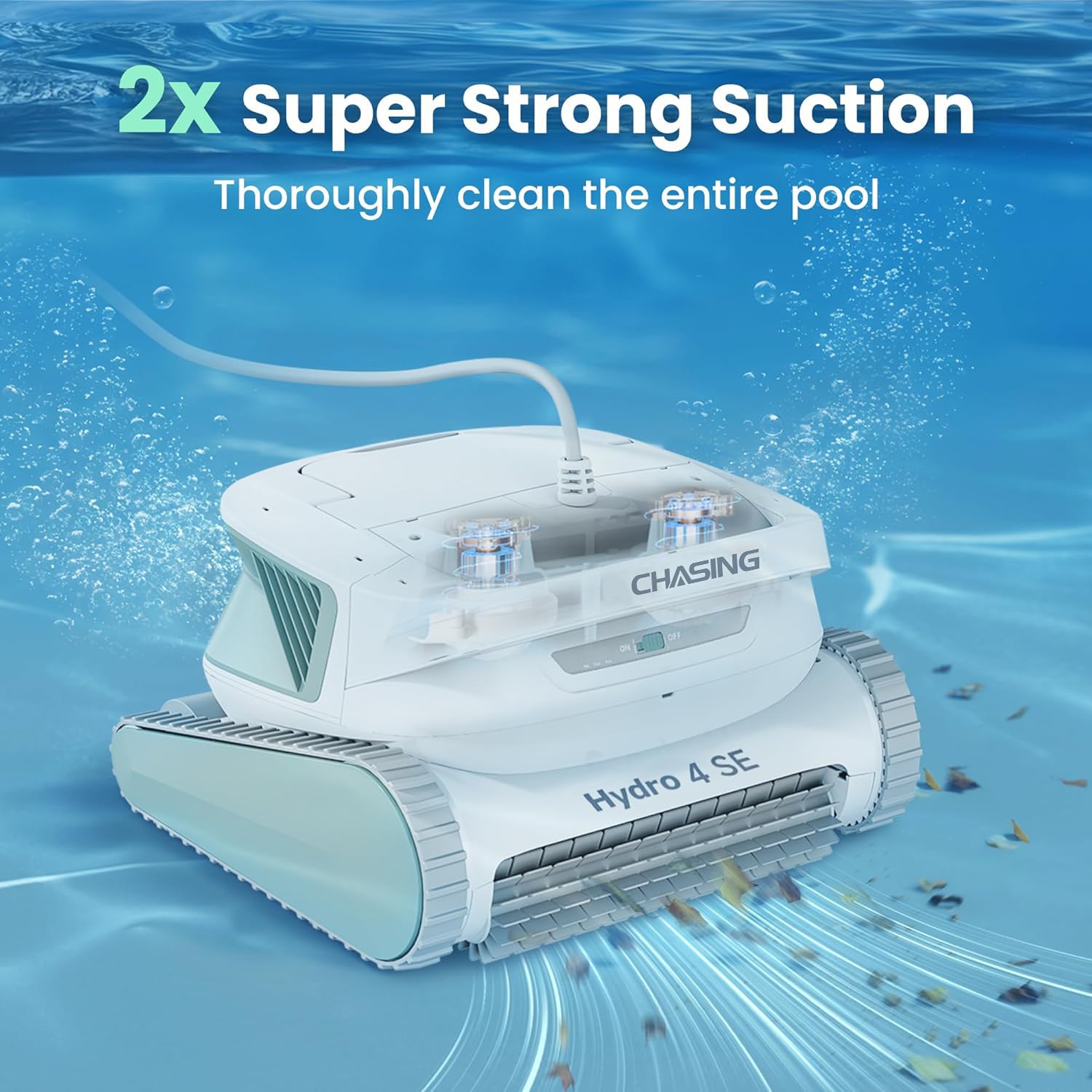 Chasing Hydro 4 SE Aspiradora de piscina para piscinas enterradas | Robot limpiador para piso, pared y línea de flotación | Siempre limpieza, nunca carga | Cable de 40 pies | Cesta de filtro de 4.1 L