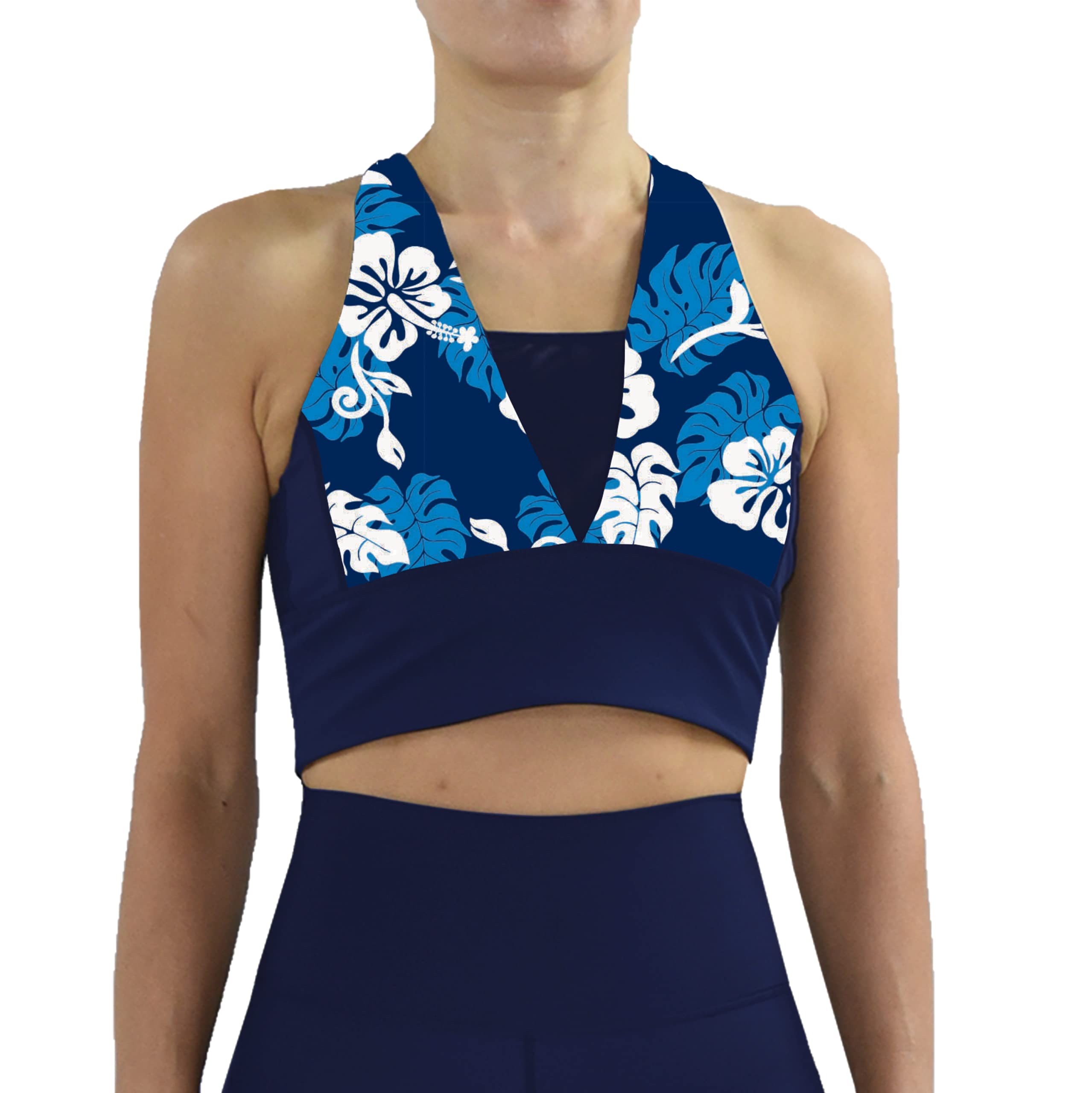 Private Island Women UPF 50+ Swim Crop Tank Bra Short Top Sports Bras Swimsuit Rash Guard (RCRST)