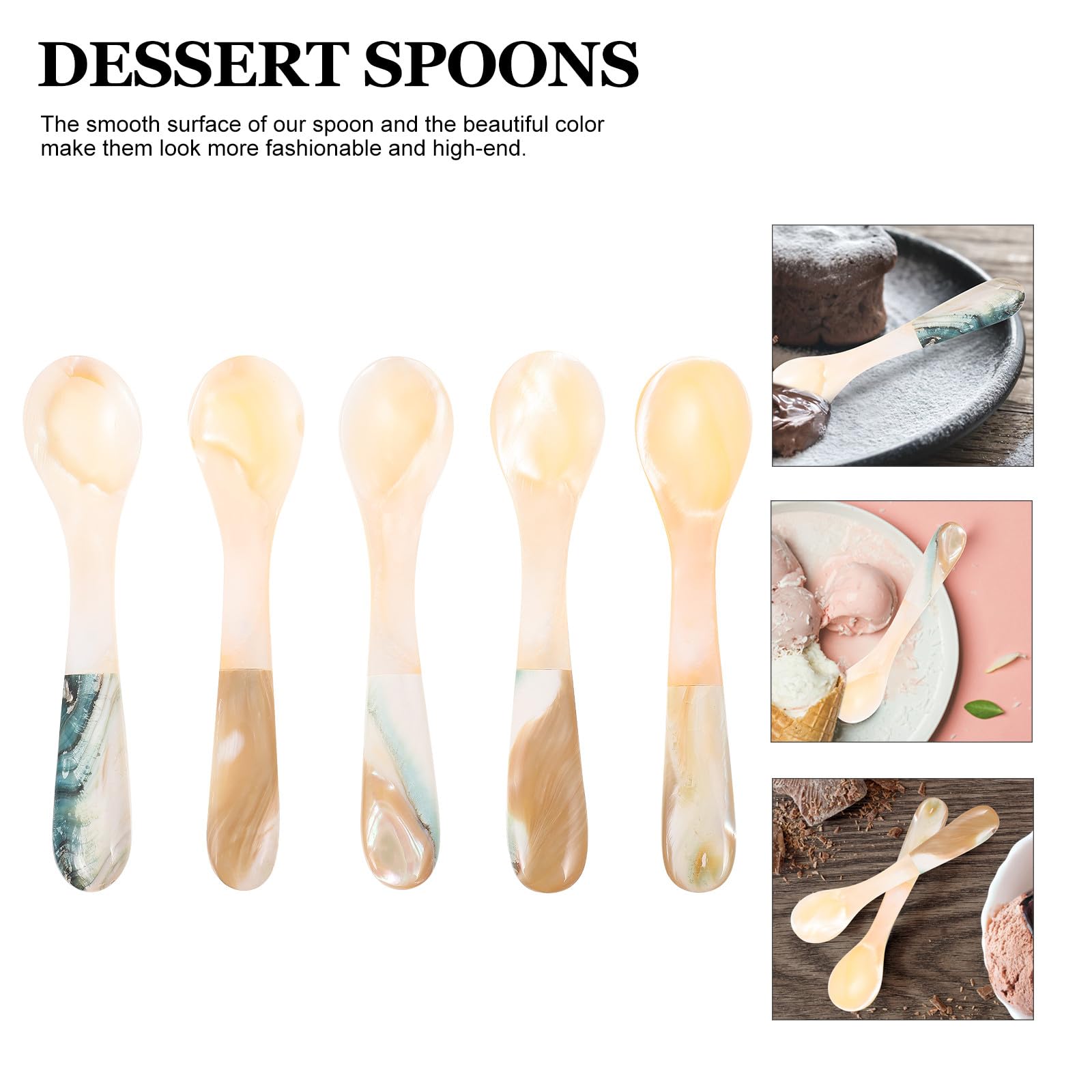 5 pezzi Cucchiaini da Dessert Multifunzione in Cucchiai per Caffè Gelato e Dessert Materiale Resistente e Design Elegante per Uso Quotidiano e Regalo
