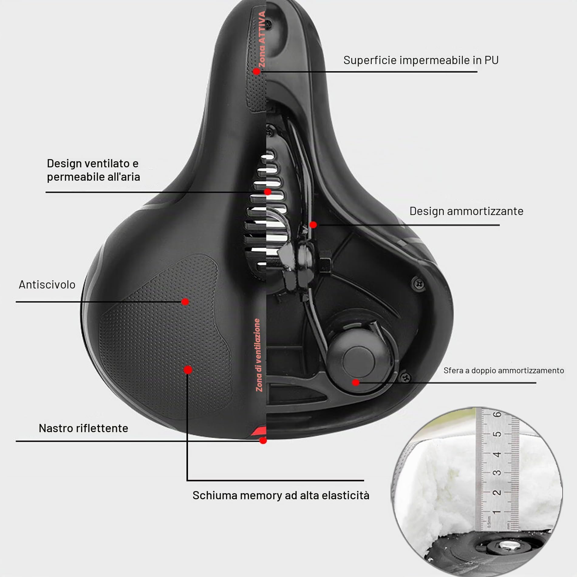 Sella per bicicletta da uomo e donna, comoda in gel ergonomico, con copertura impermeabile e chiave, morbida, traspirante, ammortizzante per la maggior parte delle biciclette
