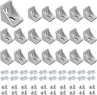 Vista 9 de 4 juegos de hardware de conexión de perfil de extrusión de aluminio 1010 plateado, incluye 1 pieza de llave, 4 piezas de soporte en L de 78x78 mm