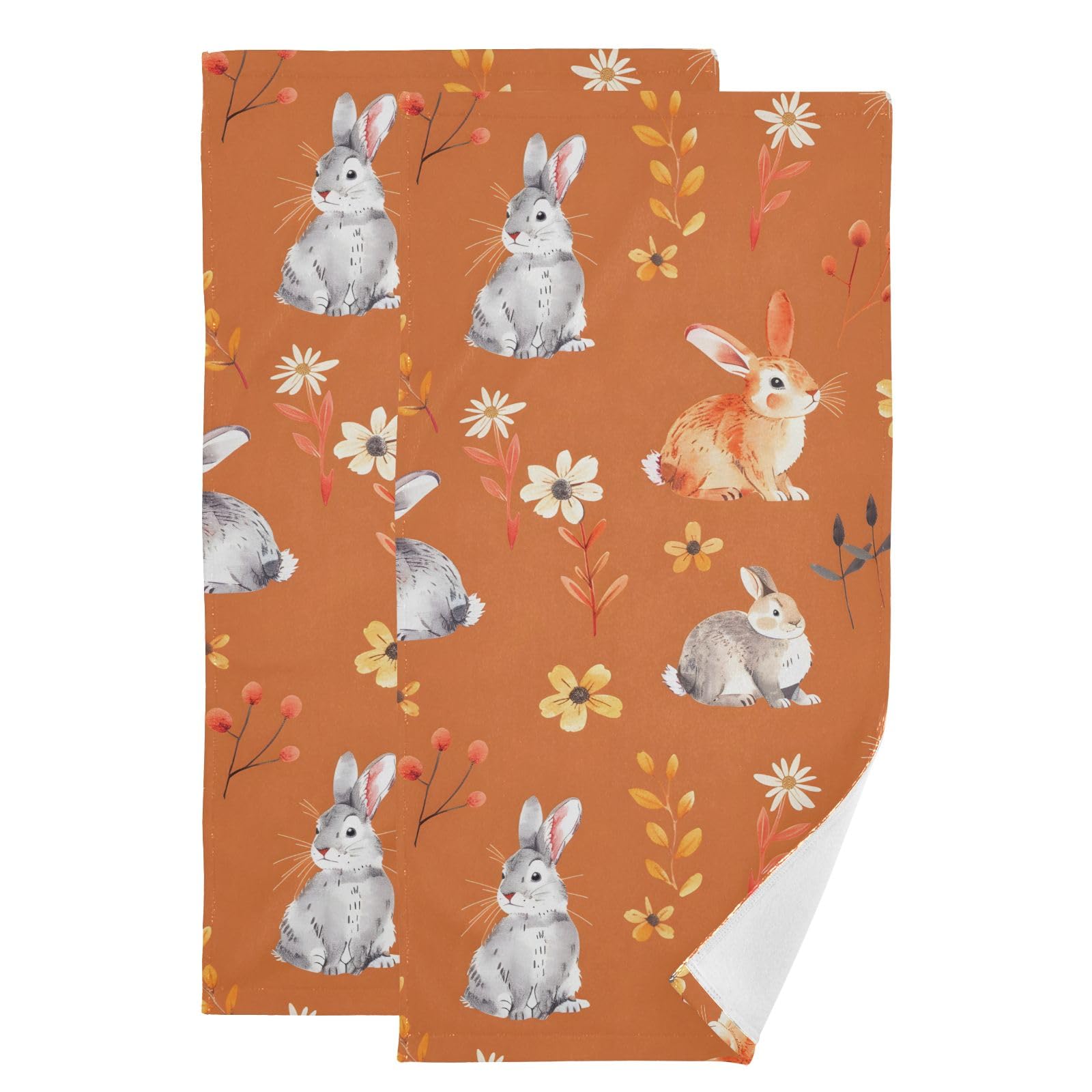 Toallas de mano de algodón absorbentes y de secado rápido con diseño de conejo