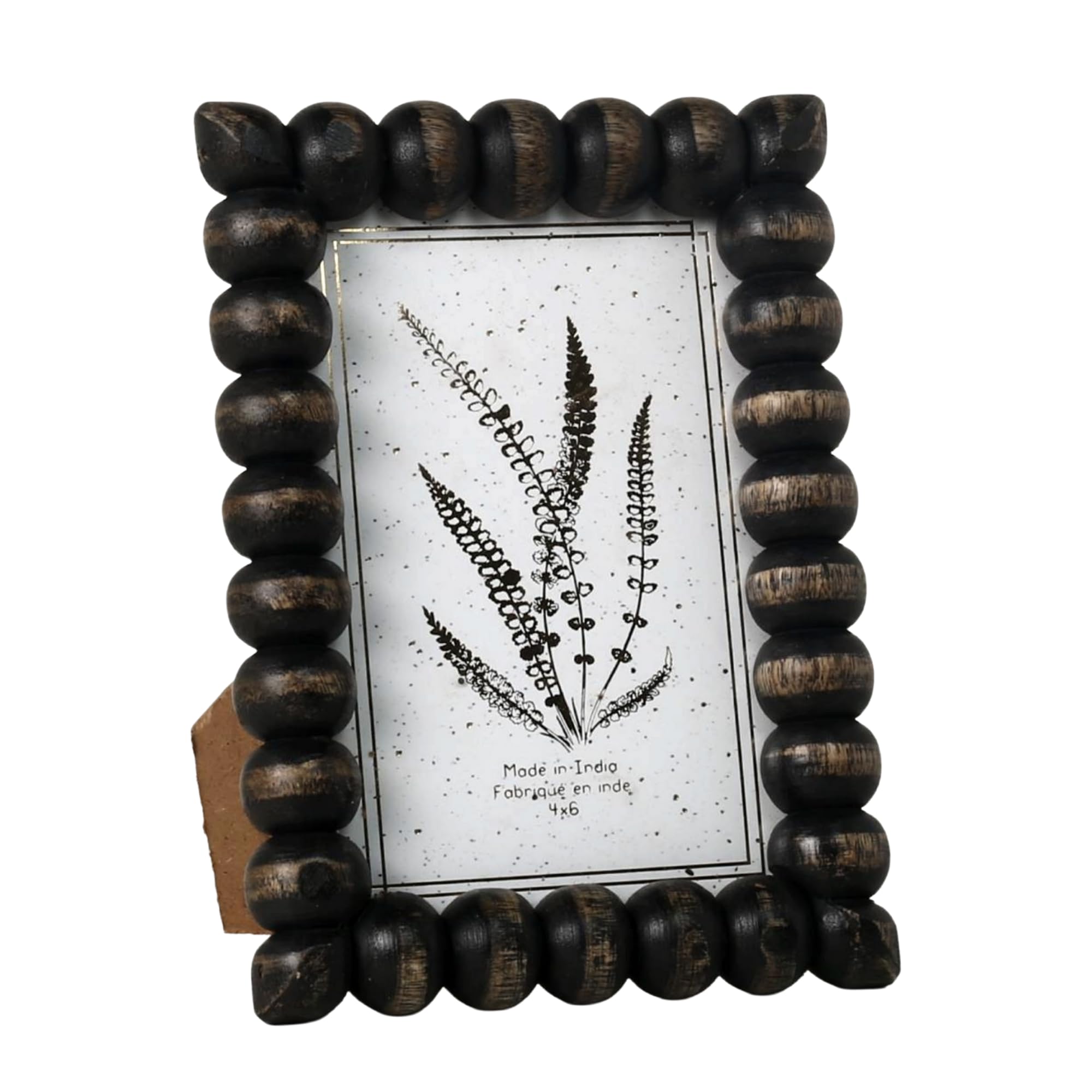 Edzzel Black Handcrafted 4X6 Distressed Wood Bobbin Picture Frame – Rustic Bead Photo Frame – Vintage Decorative Tabletop Display For Farmhouse Home Décor
