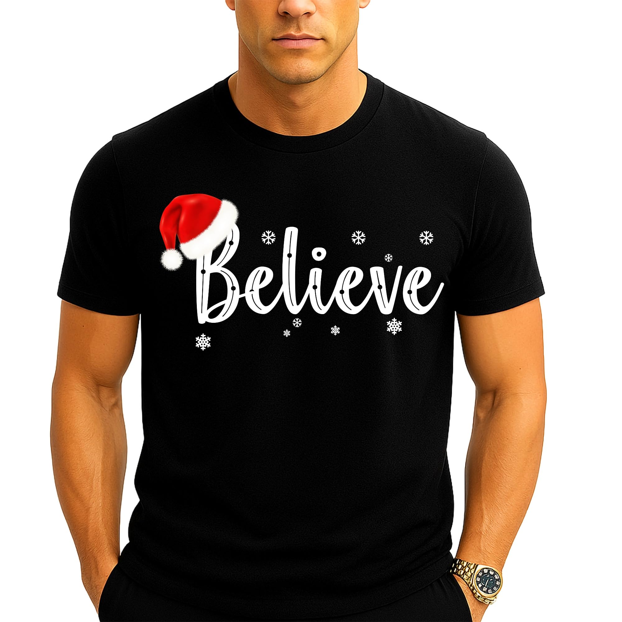 Kropsis Believe in Santa Claus Hat Christmas Men's T-Shirt