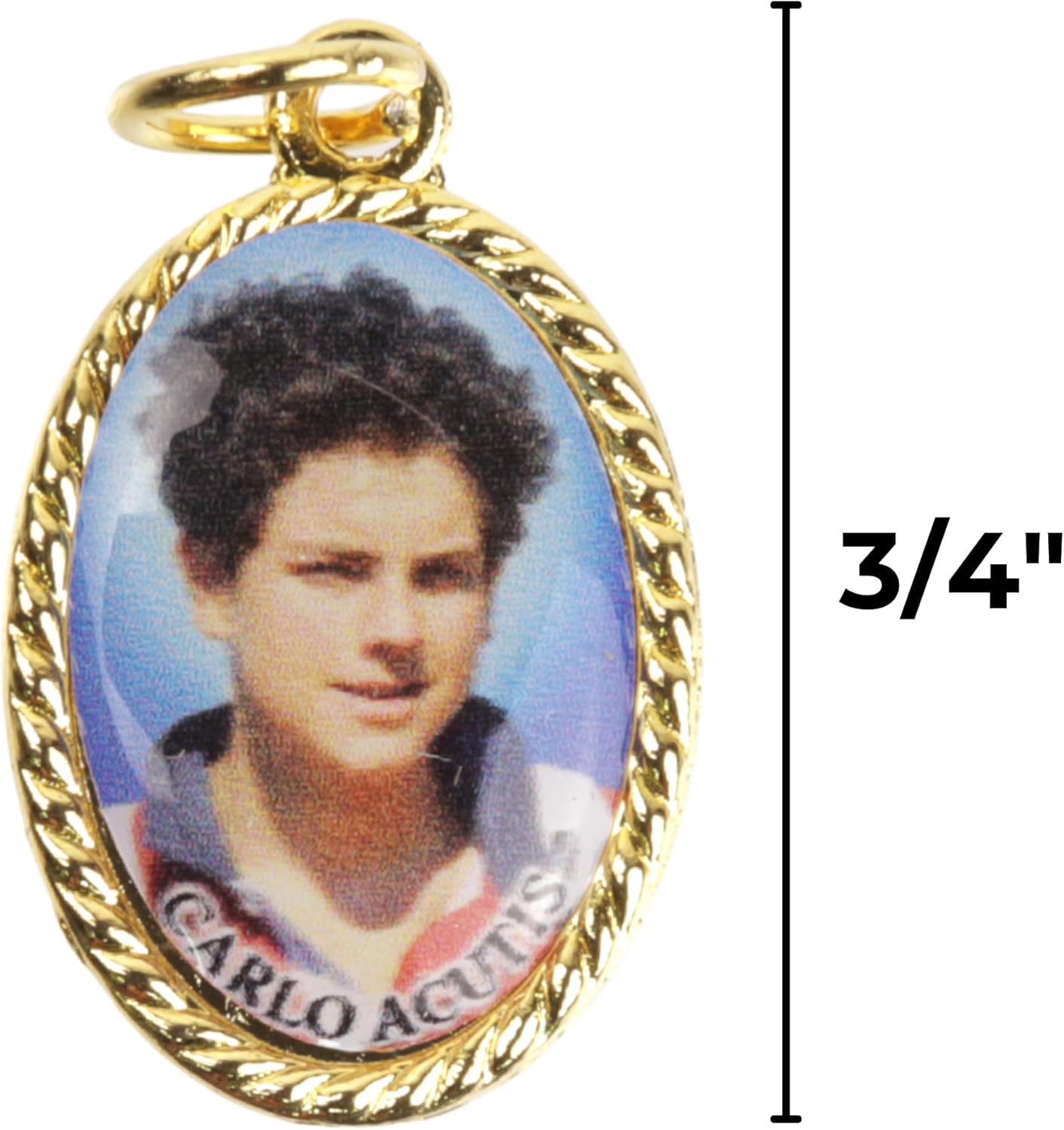 Needzo Carlo Acutis Gold Tone Medals, Double Sided Pendant, Catholic Patron Saint of the Internet, ¾ Inches - Image 6