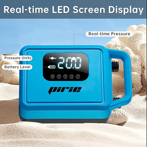 Miniatura 5 de PIRIE Bomba eléctrica para tabla de remo, con inflado y desinflado inteligente de doble etapa de apagado automático, para kayaks y barcos