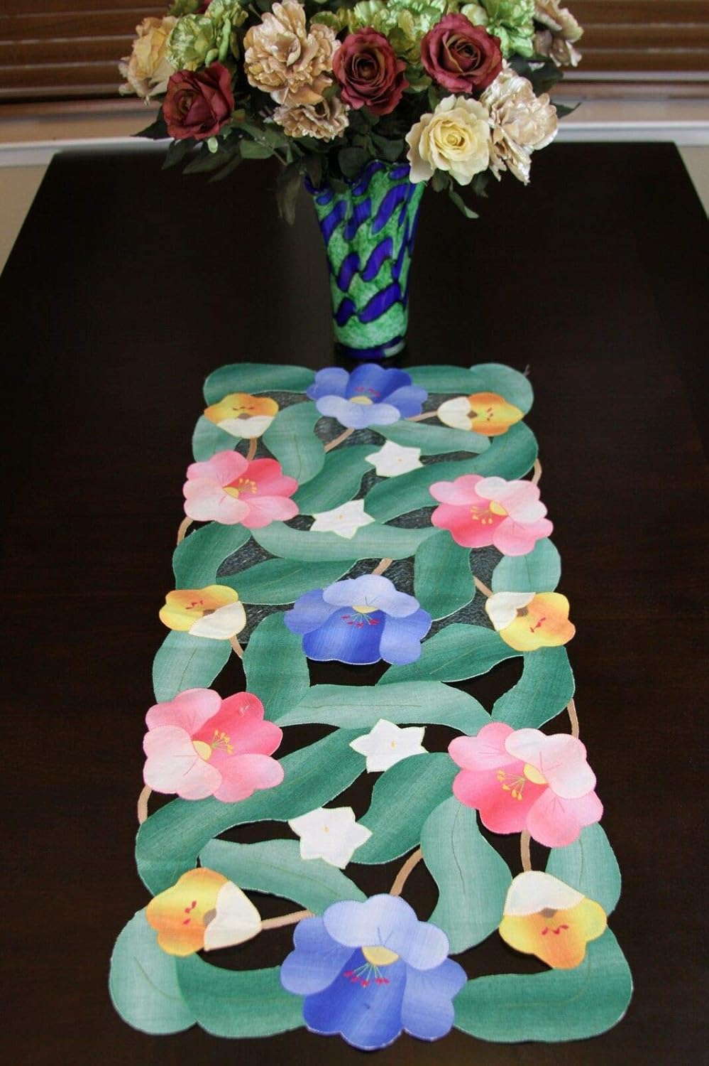 Double Layers Cotton Polyester Spring Summer Floral Decor Placemat Table Runner (16x36)
