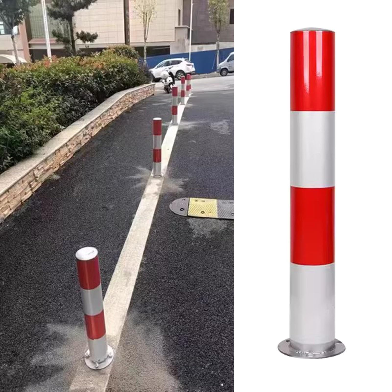 JYBNBBE Traffic Delineator Post Channelizer Cone Safety Bollard Parking Barrier Post,Construction Driveway Industrial Barrier Pole,with Ancher Bolts,for Outdoor Sidewalks En,1 Pcs-7.6x75cm