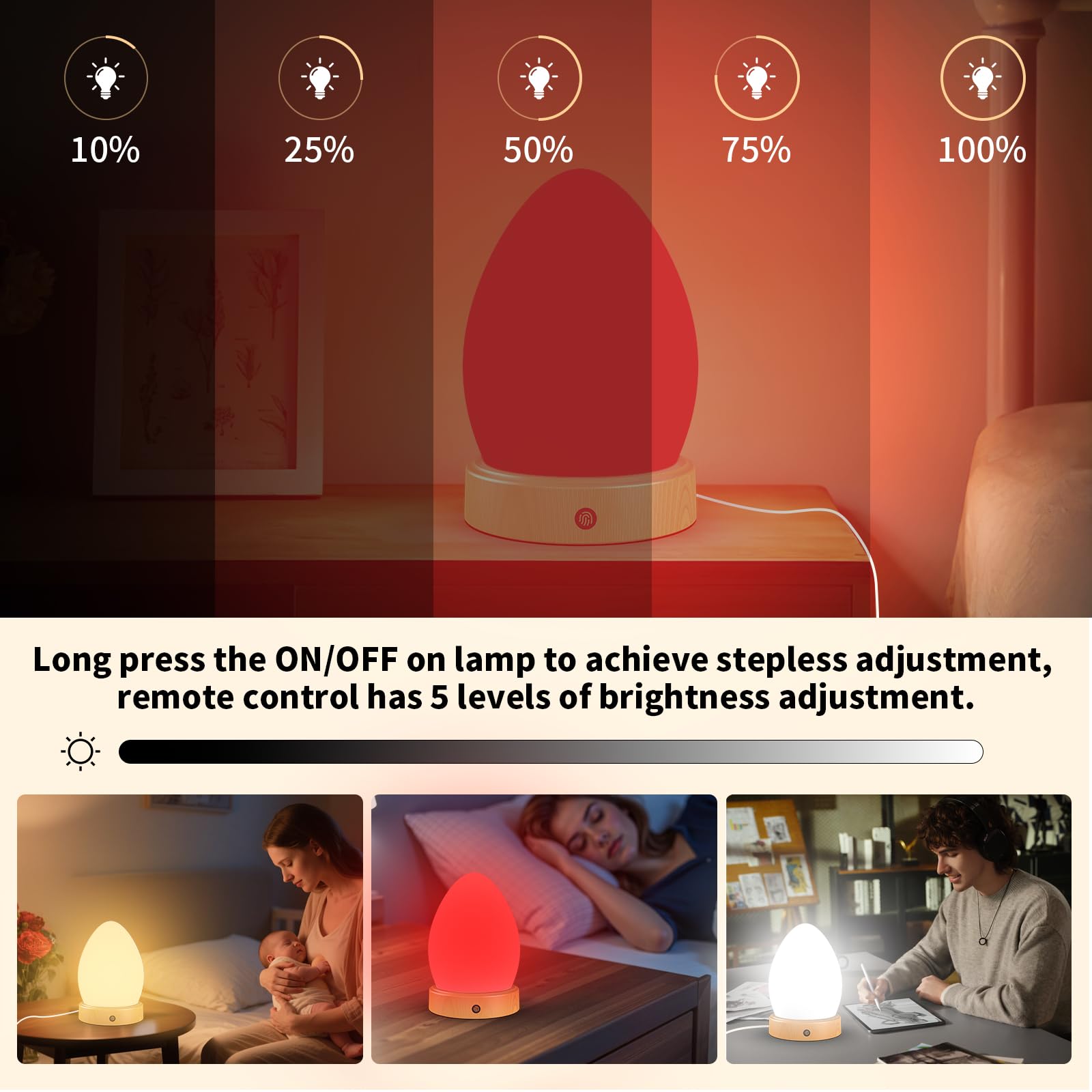 Lampada per terapia a luce rossa da 670 nm per sonno e relax, lampada solare da 10000 Lux con telecomando, doppia funzione di aiuto per il sonno e lampada solare, luce notturna a 4 colori per