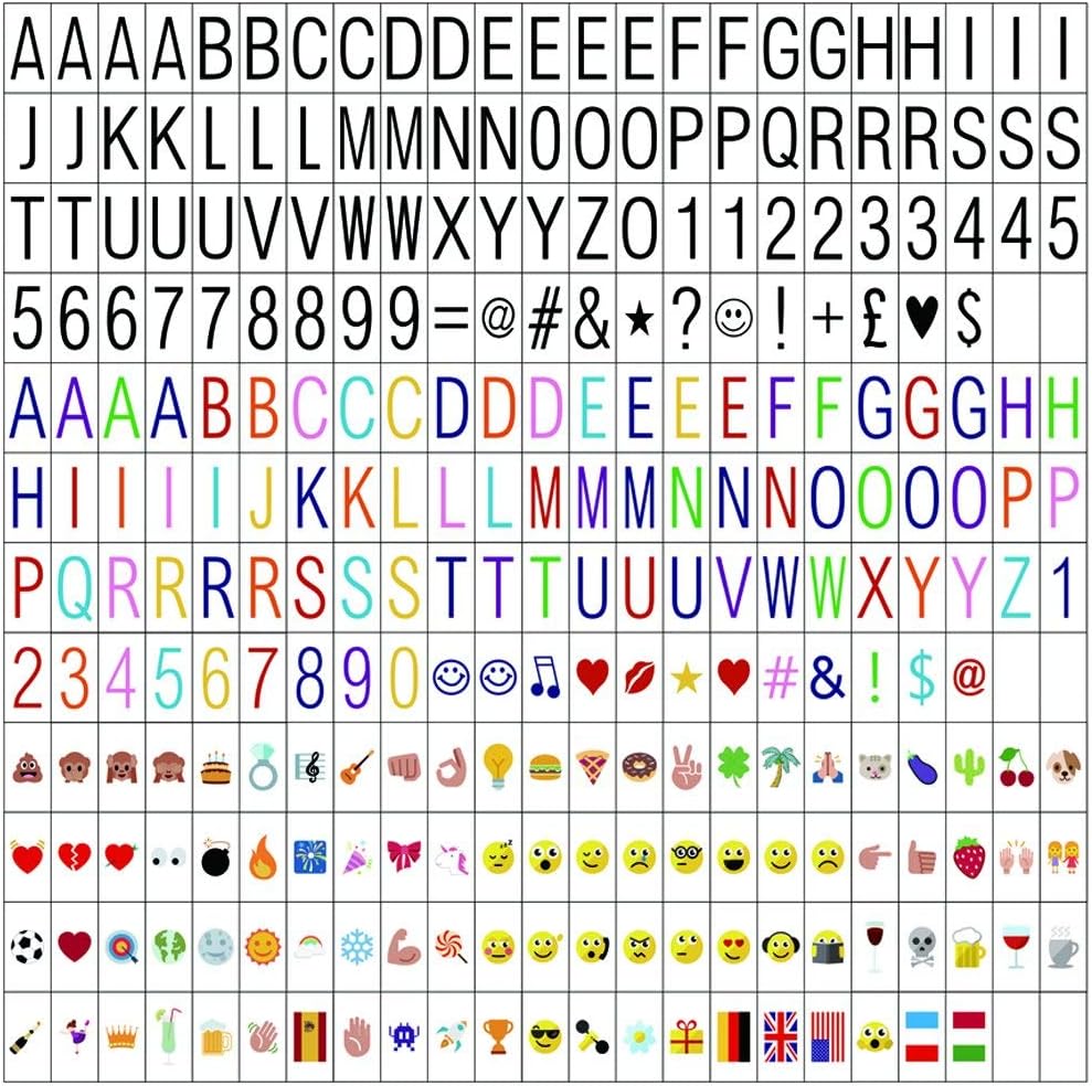 270pcs Letters for Light up Box Sign, LED light up board letters, Numbers, Symbols and Emojis for Cinematic Light Message Box