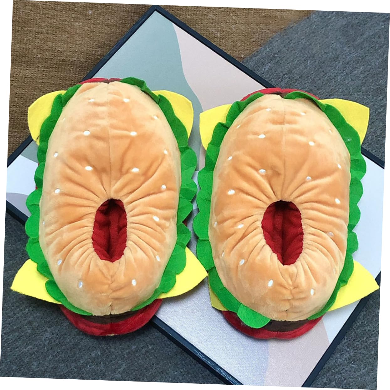 LIFKOME Pantuflas Suela Gruesa de Invierno Forma de Hamburguesa Cómodas y Cálidas y Material de Algodón Pp Talla 38 para Uso en Casa y Cocina