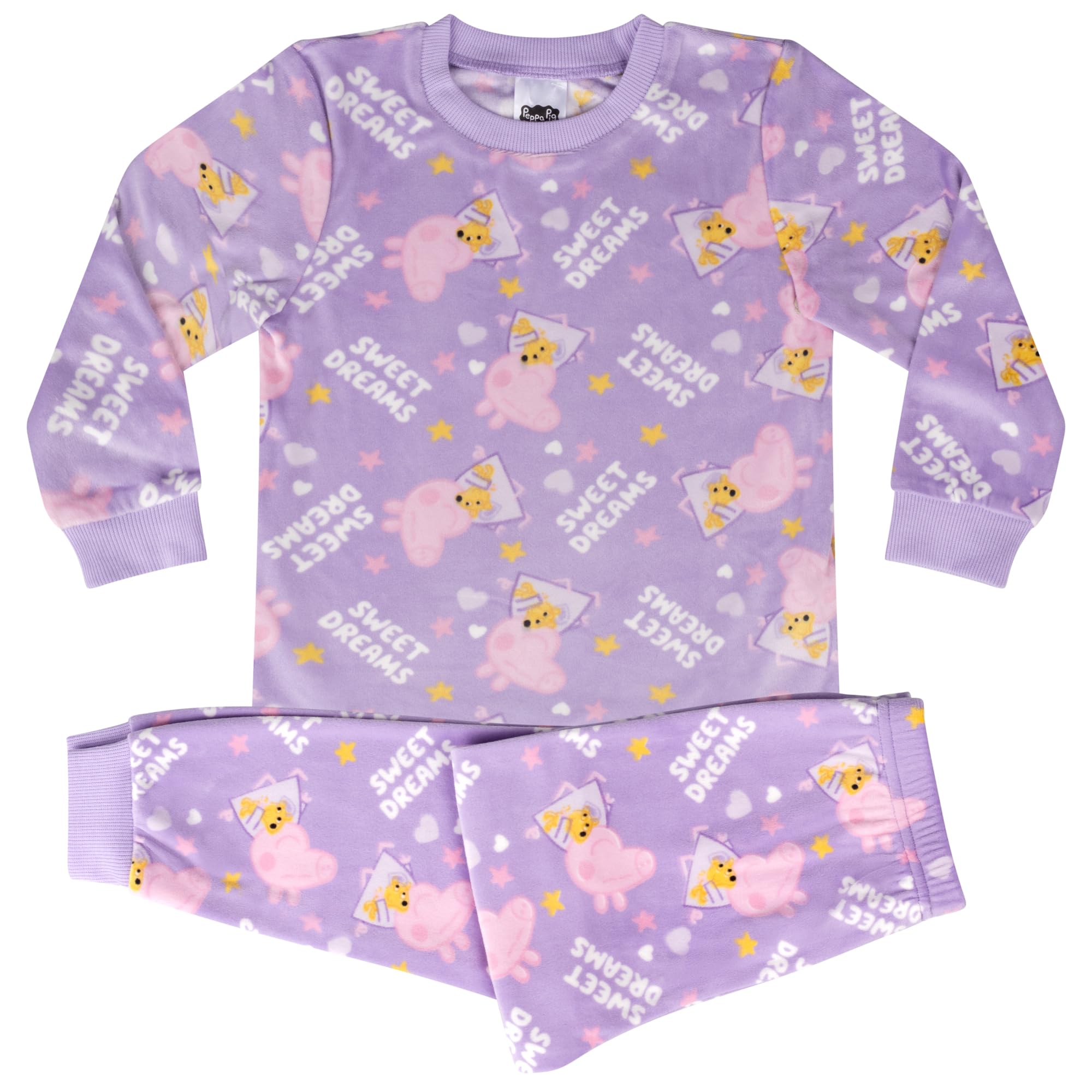 Peppa Pig Super Soft Fleece 100% Polyester Long Sleeved Pyjama Set, Peppa Sleep, 18-24 Months: 92cm, Purple