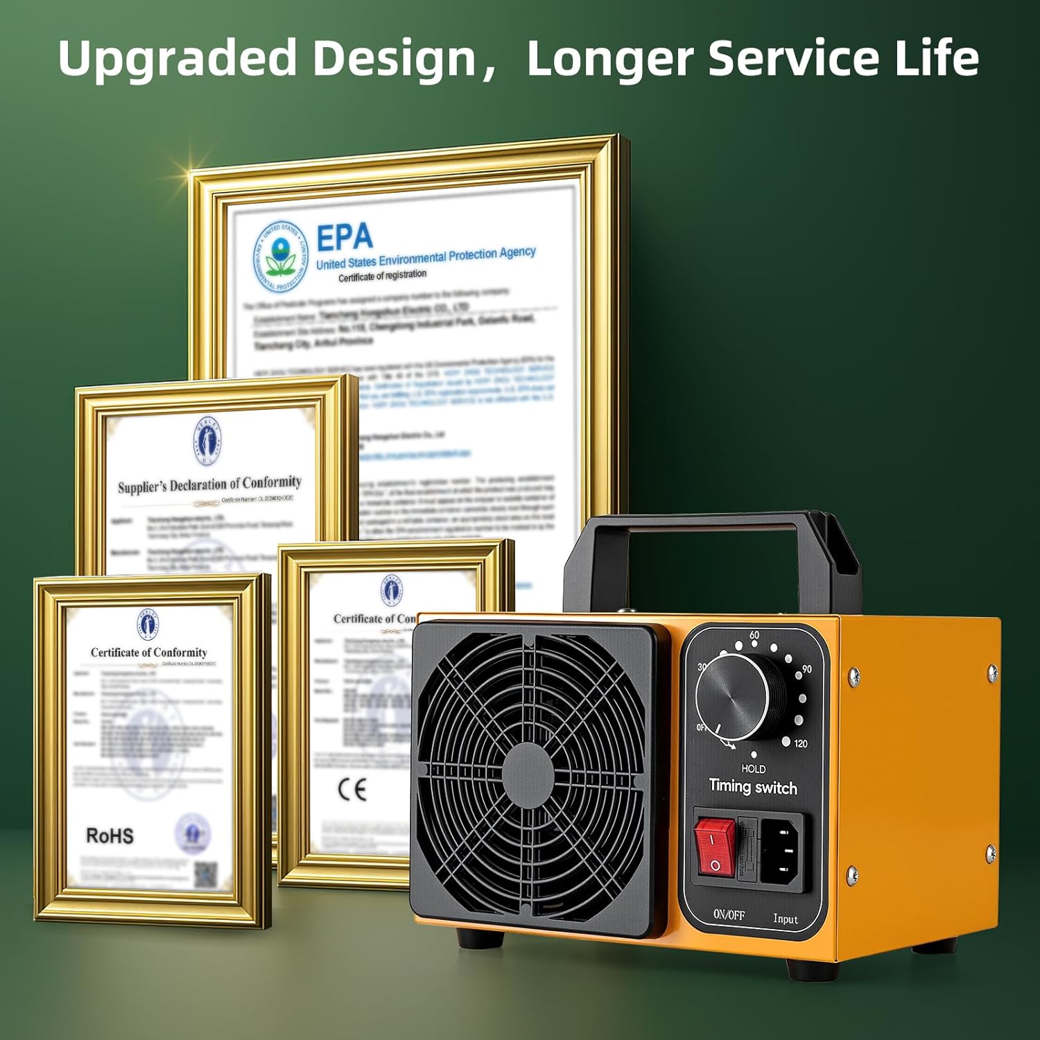 HHGM 148,000mg/h Dual-Fan Ozone Machine Generator High Capacity Ozone Odor Eliminator Odor Removal Air Purifier Ionizer & Deodorizer for Car, Home, Smoke, Pets, Industrial, Basement, Commercial