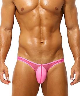 Men's Sexy Low Rise Briefs See-through Ice Silk Bikini Soft Sheer Bulge Pouch Underwear