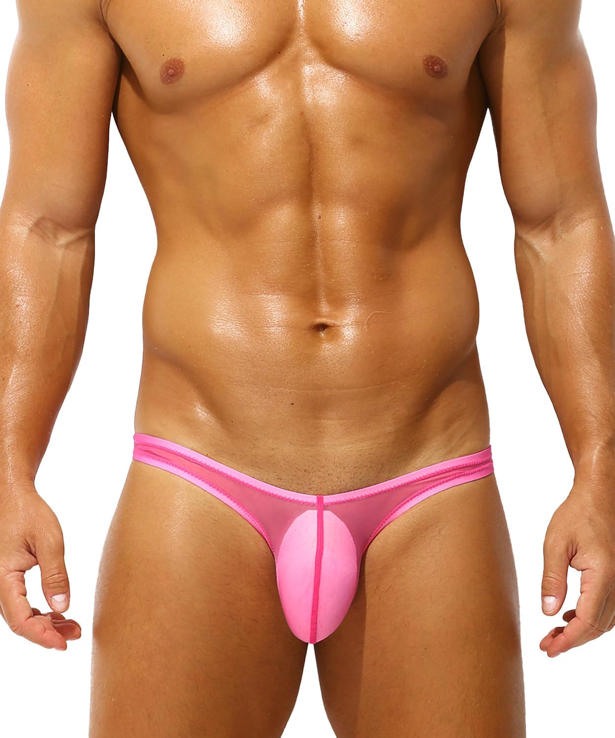 Men's Sexy Low Rise Briefs See-through Ice Silk Bikini Soft Sheer Bulge Pouch Underwear