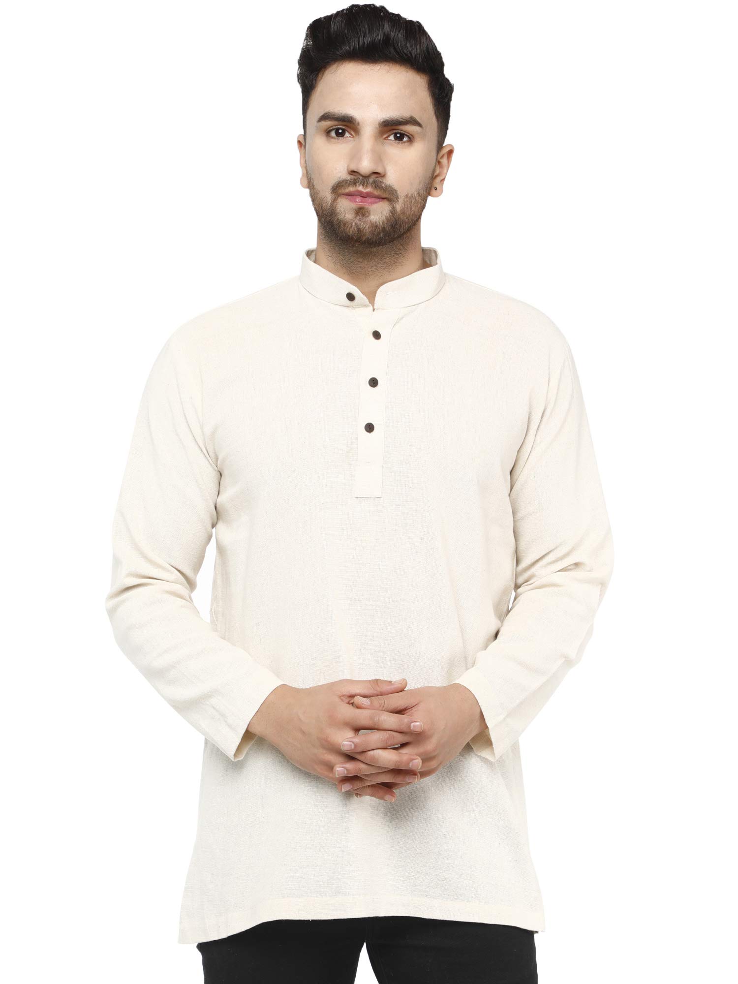 SKAVIJMen's Cotton Regular Fit Solid Button Down Shirt