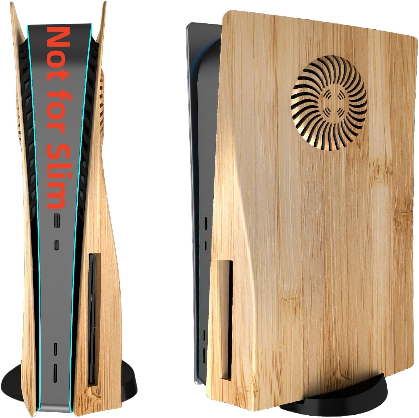 Cover Plates with Cooling Vent for PS5 Disc Edition Console, Accessories for Playstation 5 Face Plates Side Panels Shell Replacement Protective Faceplates (Wood Grain)