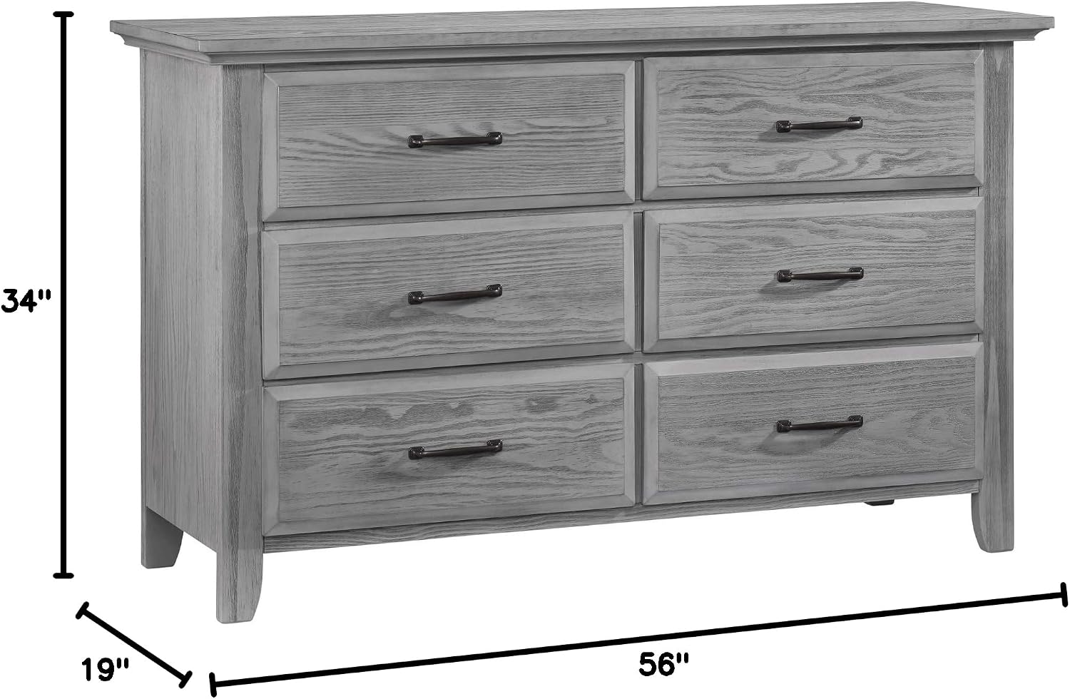 Oxford Baby Willowbrook Dresser, Standard, Graphite Gray
