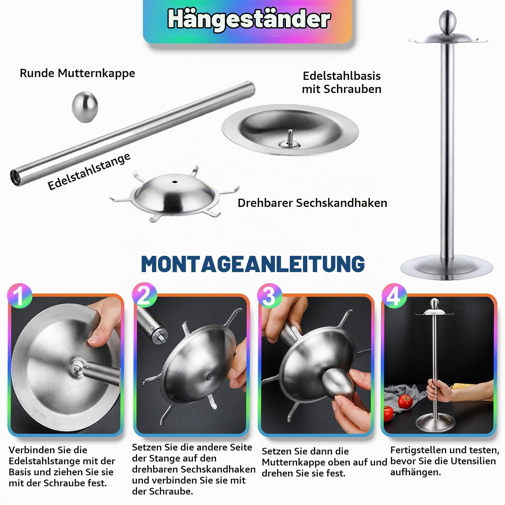 Silikon-Kochutensilienset, 17-teiliges Küchenutensilienset mit drehbarem Halter, hitzebeständige Silikonutensilien zum Kochen, antihaftendes Pfannenwenderset mit Edelstahlgriffen, Wender, Schöpfkelle