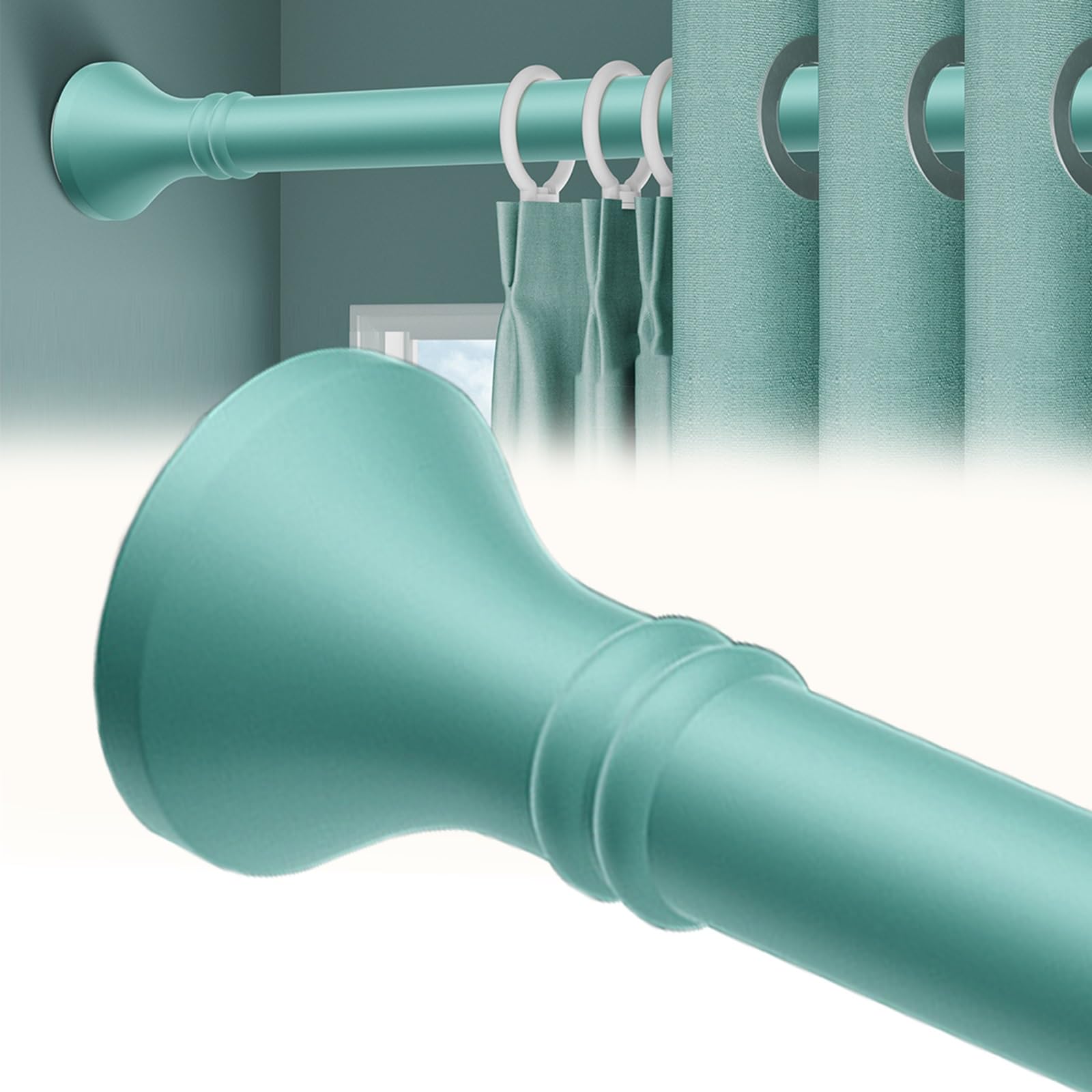 1PC Telescopic Curtain Rod, 40 to 500 cm Adjustable Heavy Duty Tension Rods, No Drill Shower Curtain Rods for Bathroom Closet and Bedroom(Green,160-250CM)
