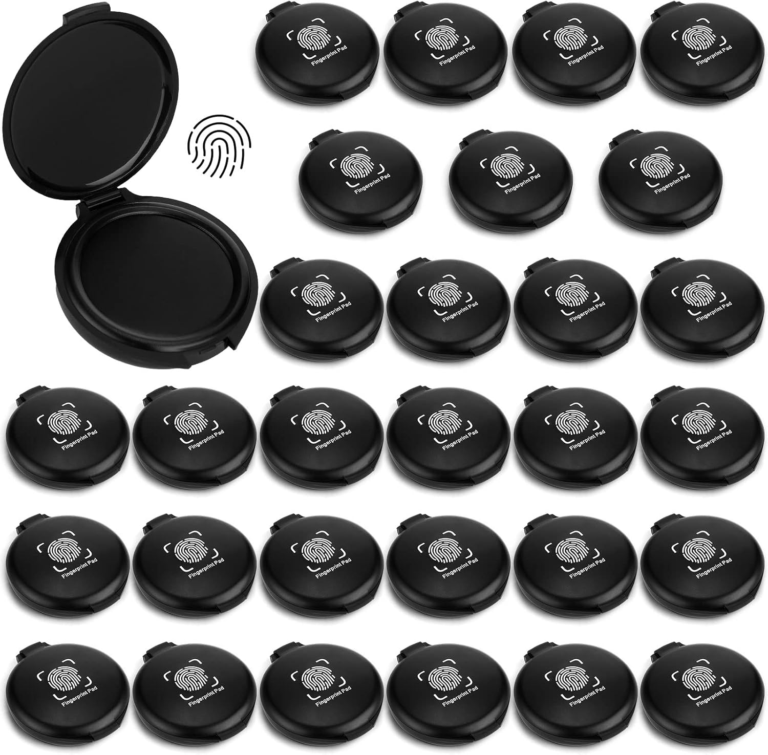 Jexine 30 Pcs Mini Fingerprint Thumbprint Ink Pad Black Stamp Ink Pads for Identification Security ID Notary Supplies Law Enforcement Fingerprint Cards Fingerprint Kit Office Home Use 2 x 2.3 Inch
