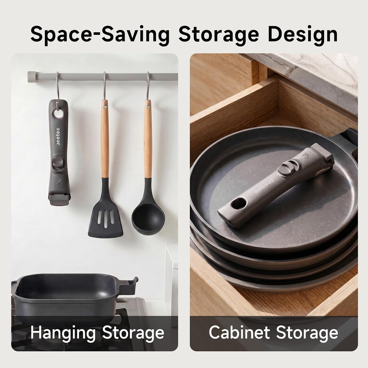 JEETEE Upgrade Detachable Handle for Pots and Pans with Removable Handles