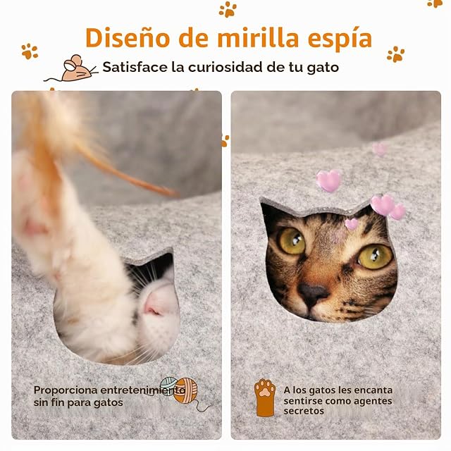 Foto 5 de 7 de Nobleza Túnel para Gatos de Fieltro, Cama para Gato Extraíble con Cremallera, Casa para Gatos Interior