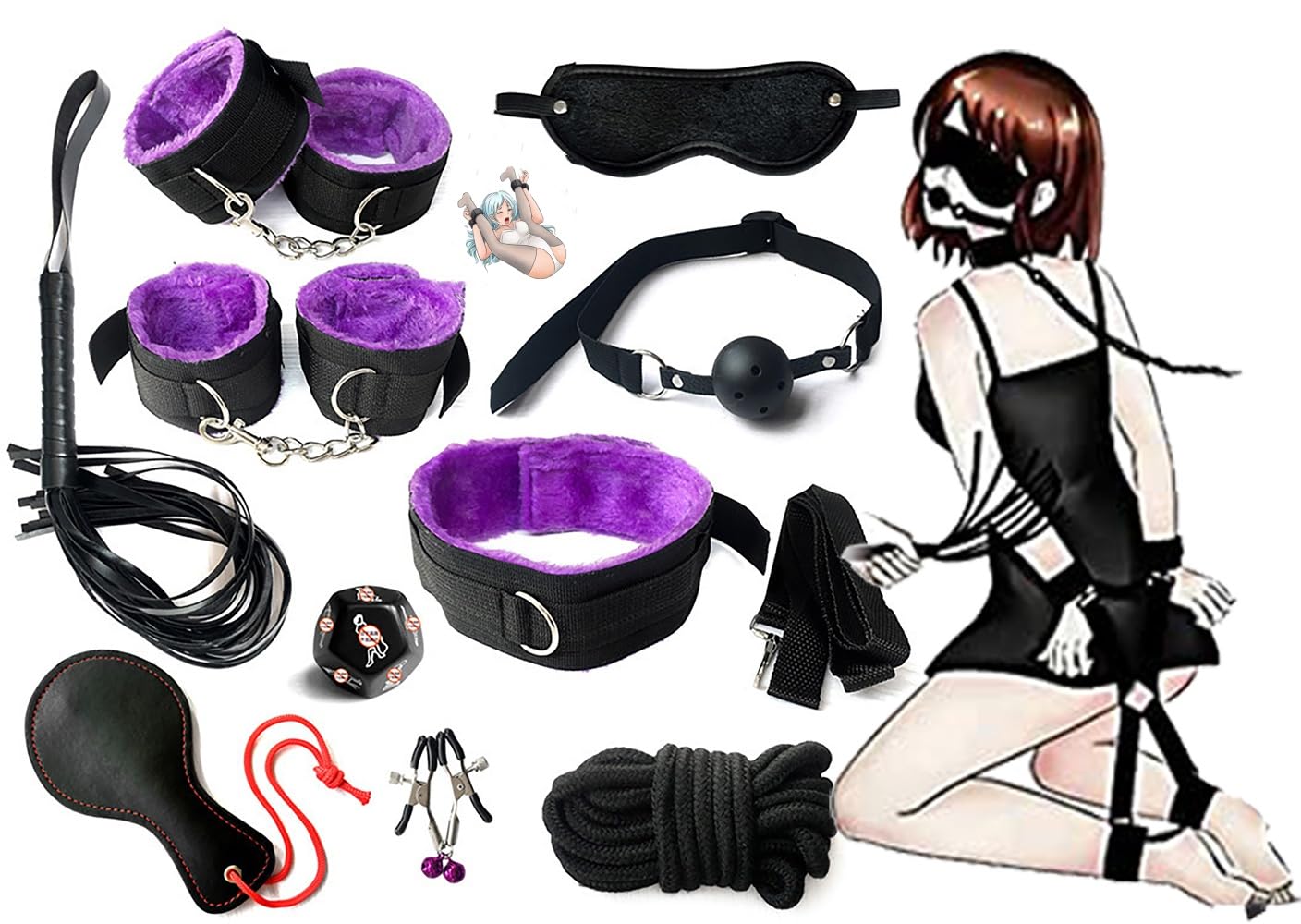 Set de sport violet de 10 pièces avec accessoires de raquette et dés