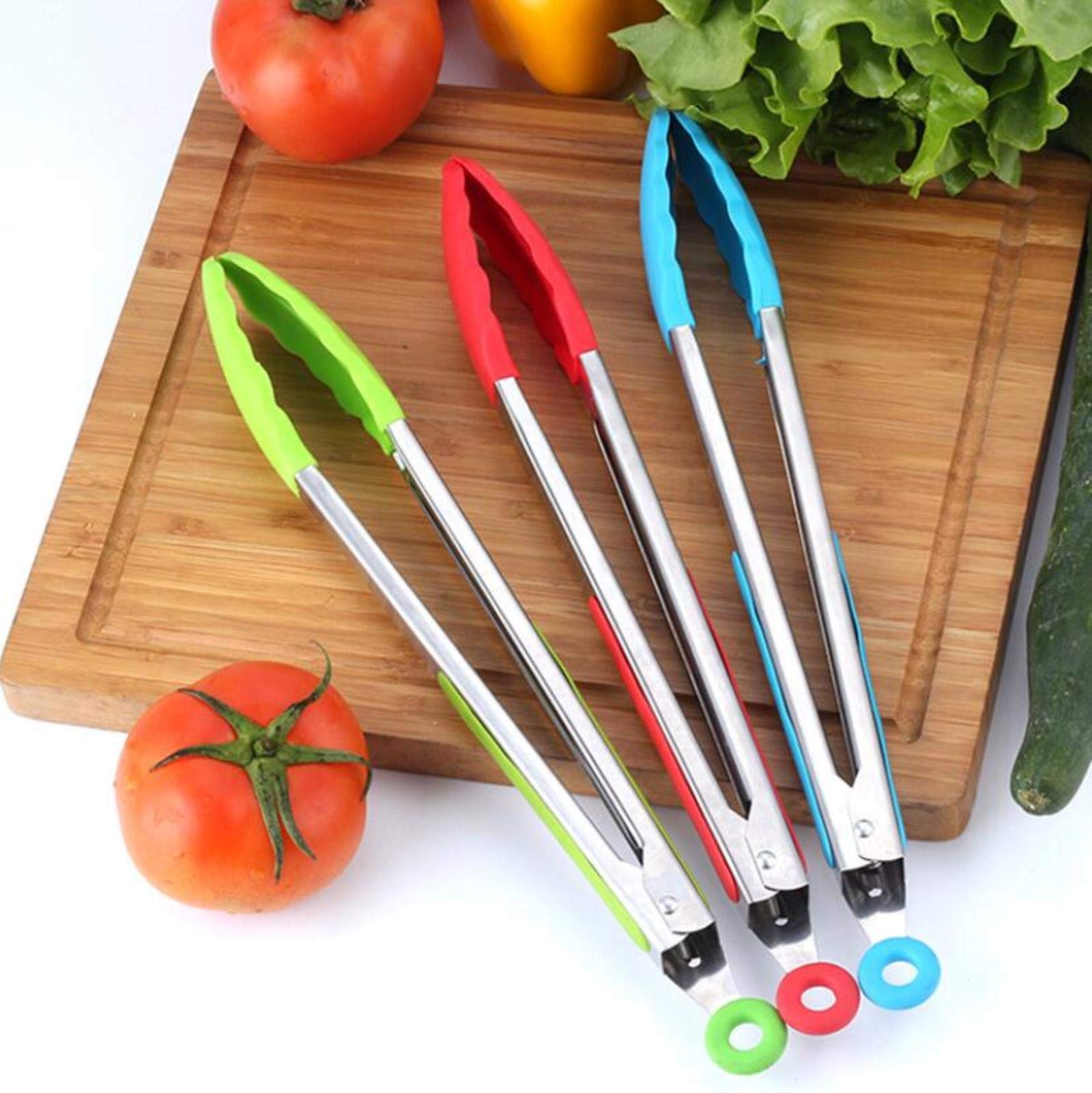 Pinzas de Silicona para Alimentos, Pinzas de Cocina de Acero Inoxidable, Pinzas de Silicona para cocinar, Herramientas para Barbacoa, ensaladas, Parrilla, Accesorios de Cocina (Negro)