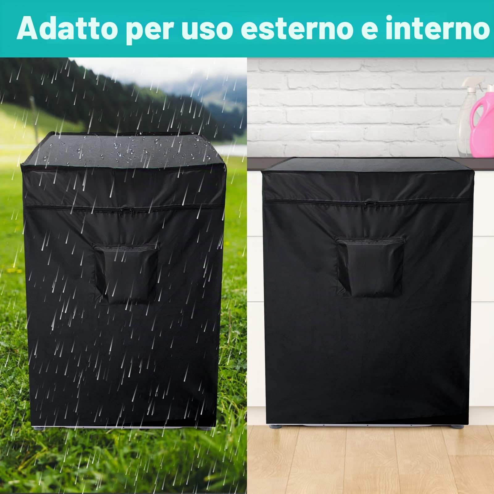 Luxiv - Copertura Impermeabile per Congelatore, 101 x 25 x 35 cm, Compatta, con Coperchio Superiore per Apertura e Tasca, Nero