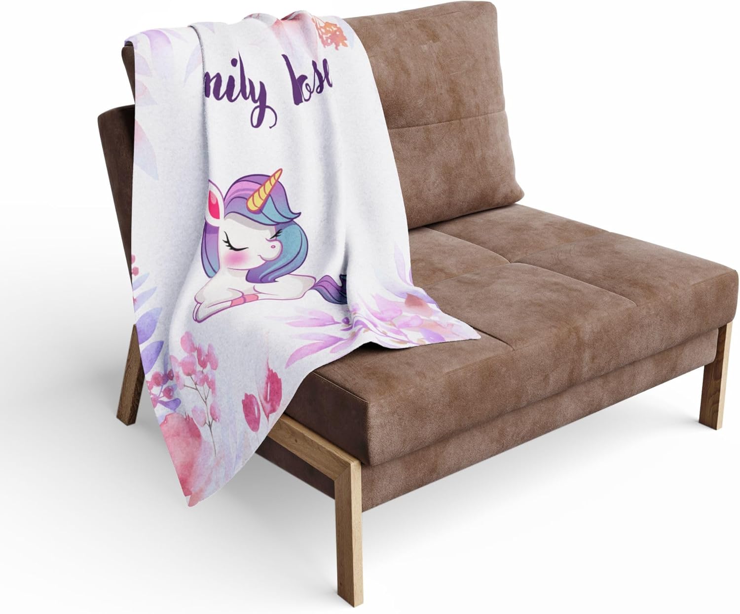 Personalized Unicorn Blanket with Name for Baby Boys, Custom Name Blanket Floral Unicorn for Kid, Soft Fleece Toddler Blankets Customized Gift for Newborn Baby Shower Birthday