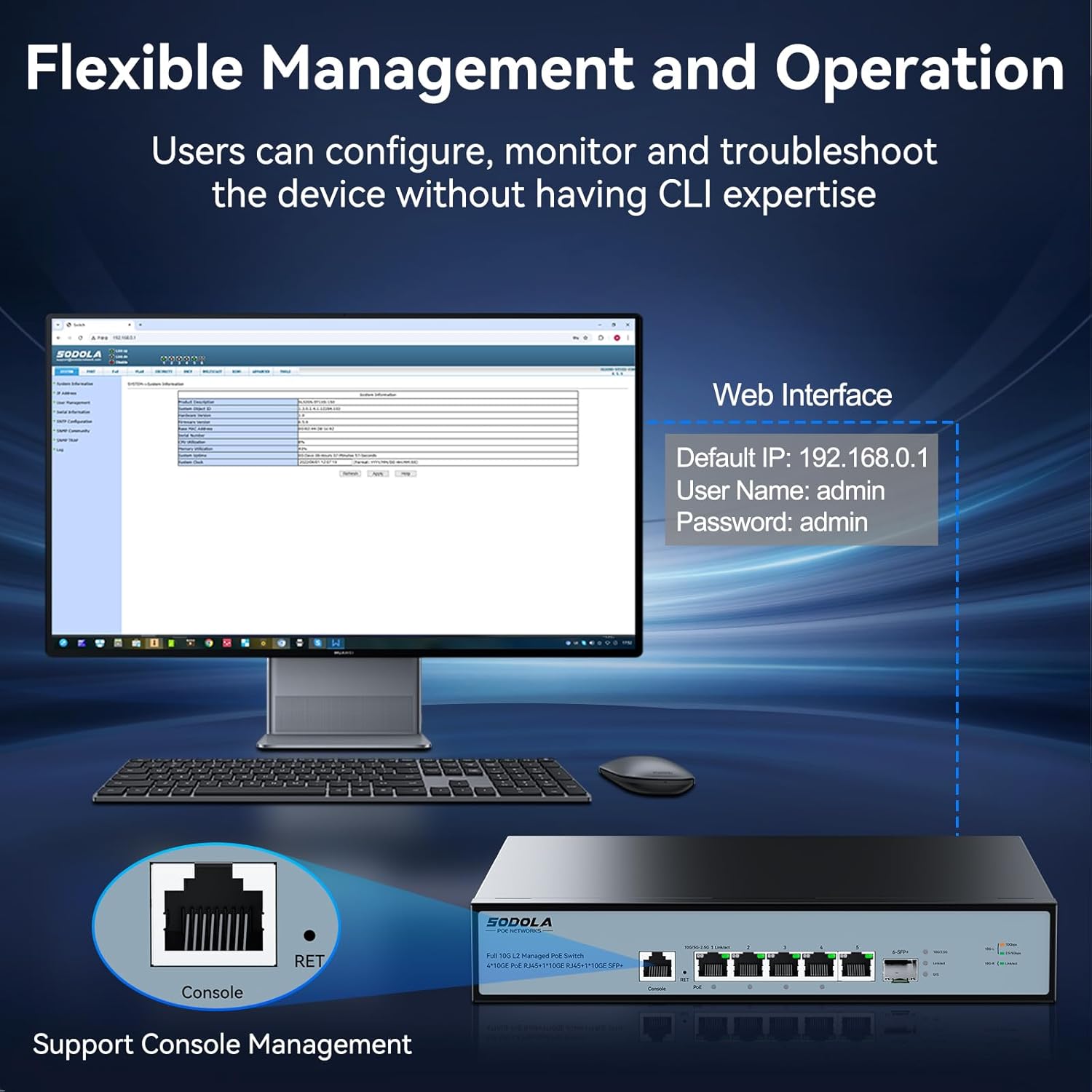 Sodola 10Gb L2 Managed PoE Switch Web Interface Login