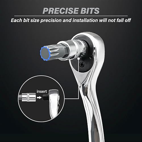 Miniatura 4 de XZN - Juego de llaves de vaso con ranura cuadrada triple, acero premium S2 y Cr-V Juego de 10 piezas M4 - M18 Estuche de almacenamiento mejorado..